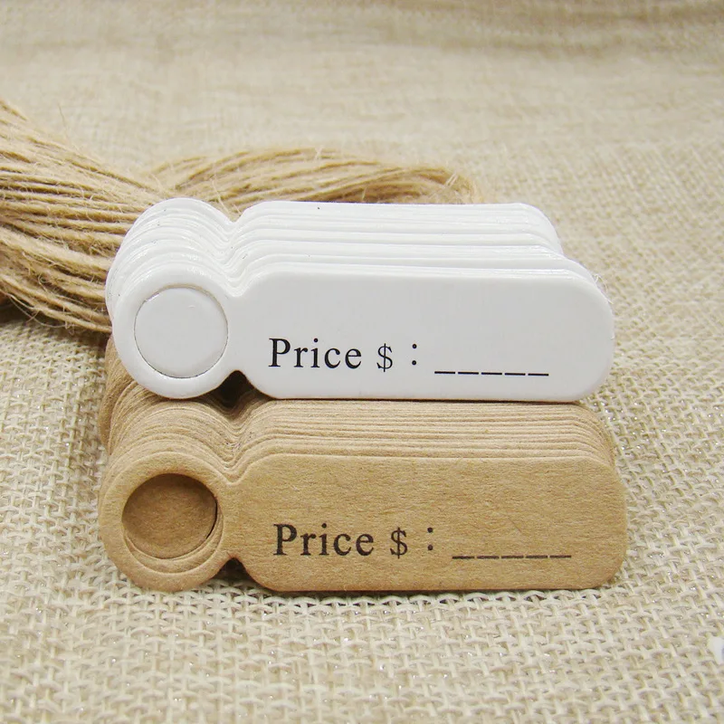 DIY 100pcs 50mm*13mm HANDMADE PRICE THANK YOU paper baking Marking White Merchandise Hang Tags Labels