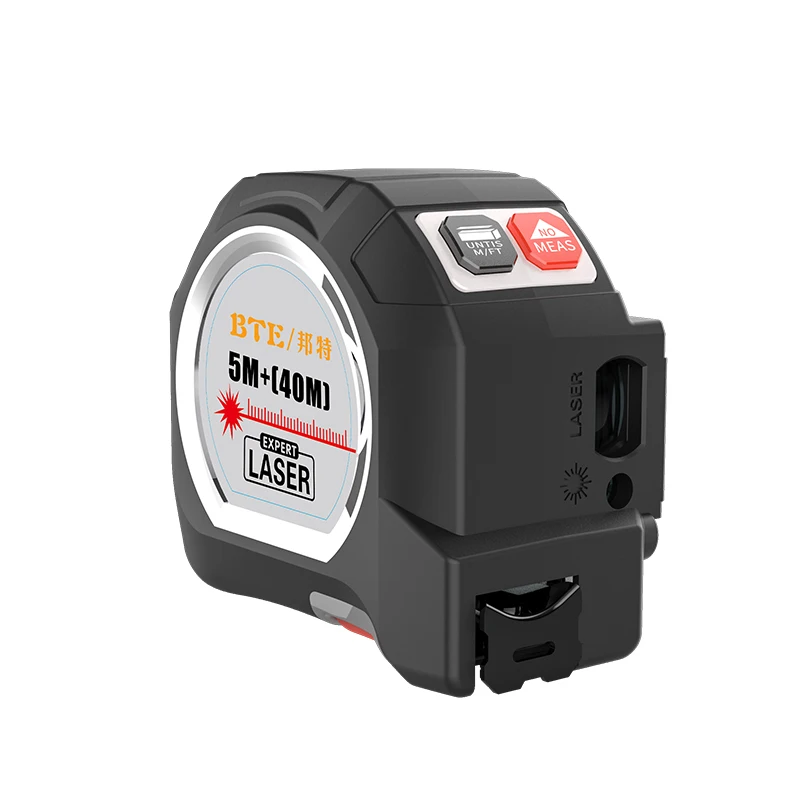 China BTE Portable Imported Pc Material Professional Magnet Hook 2-in-1 New ABS Plastic LCD Screen Auto-lock Laser Tape Measure