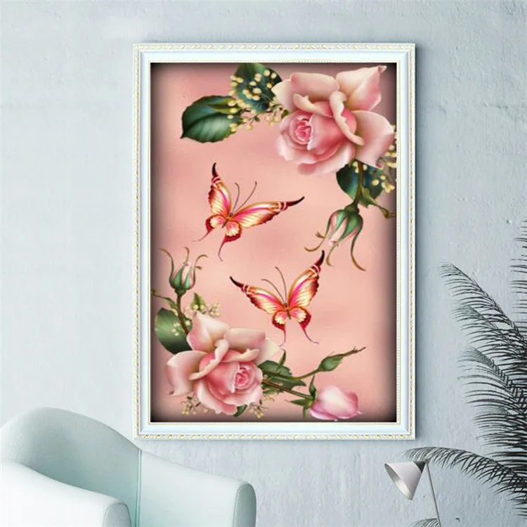 Professional made wall canvas art DIY rose flower mosaic rhinestone 3d diamond art painting