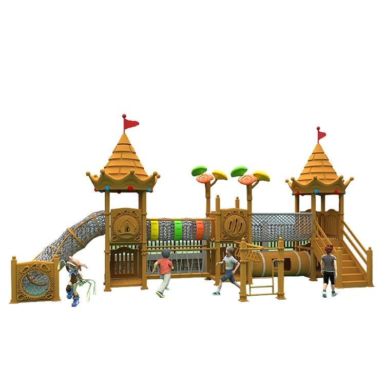 Children Commercial Amusement Outdoor Wooden Play Equipment  Plastic Climbing Set Combination Backyard Outdoor Playground