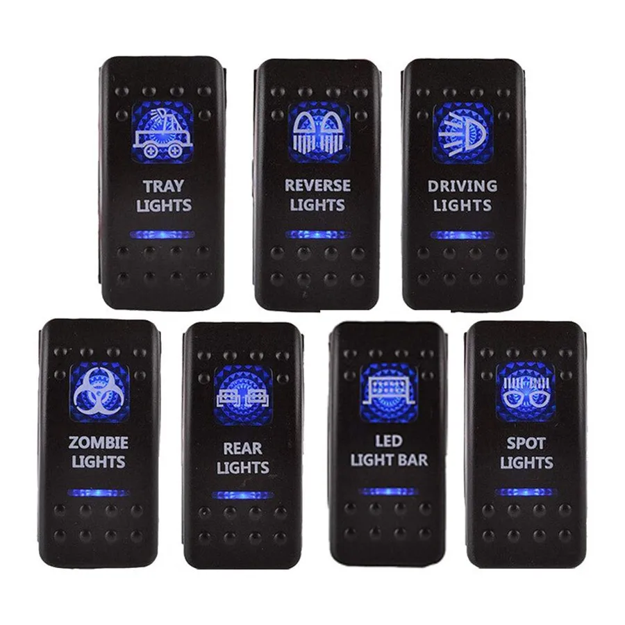 1pcCar Switch 12V Truck LED Light Toggle Switch 5pin Waterproof Spot Driving LED Light Bar Tray Reverse Rear Zombie Light Switch