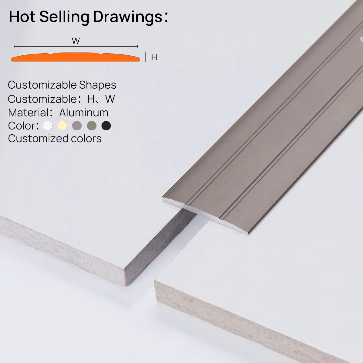 Prolink Metal Custom Factory Flooring Accessories Floor Threshold Strip Protection Aluminum Flexible Floor Transition Trim Strip