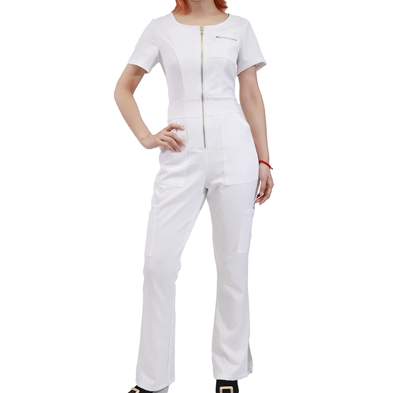 Factory Supply Custom Rompers Women One Piece Jumpsuits Stylish Overall Jumpsuit Nurse Scrub Uniform for Hospital Woven