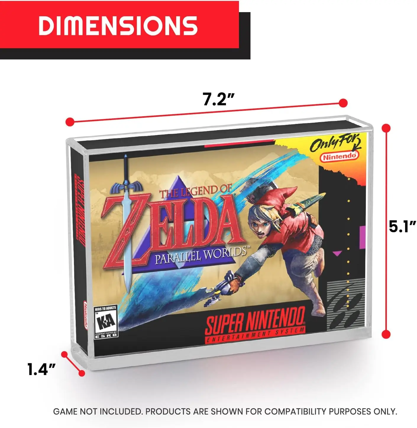 Acrylic Display Case Compatible with Nintendo SNES and N64 Game Box Clear Protective Case for Retro Video Games Collection (4.