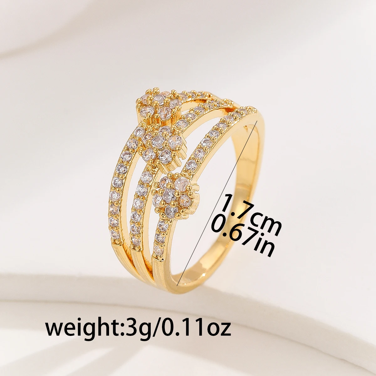 Europe and the United States fashion copper jewelry flower ring women exaggerated accessory ring