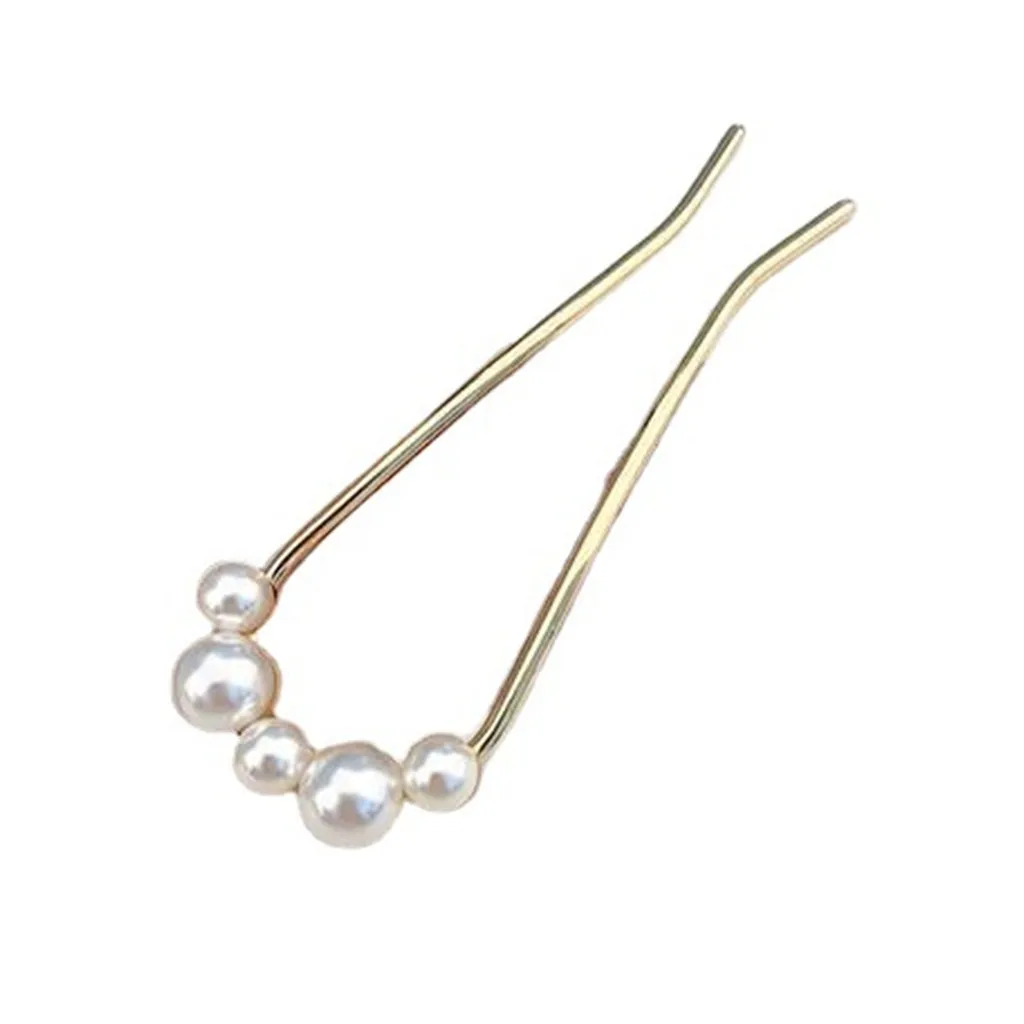Pearls hairpin, mental hairpin with pearl, alloy hair fork