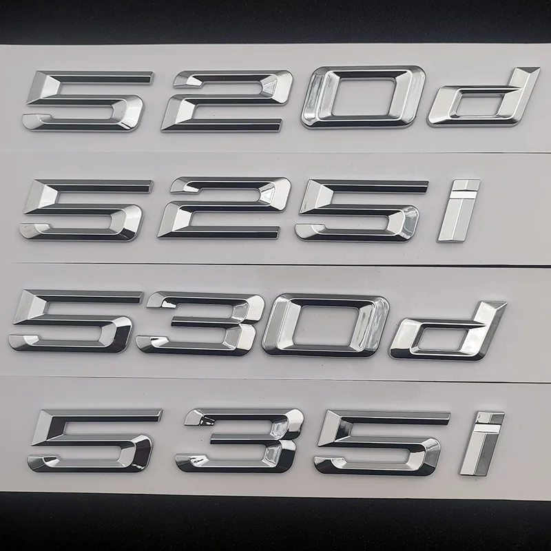 3D ABS 520d 523d 530d Alphanumeric sign Car Trunk Chrome Letters sticker emblem Decal For BMW
