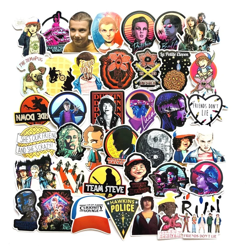 50 шт./пакет нам фильм из сериала очень странные мультфильм Виниловая наклейка для ноутбука гитары автомобиля скейтборд чемодан Мотоцикл Наклейка на