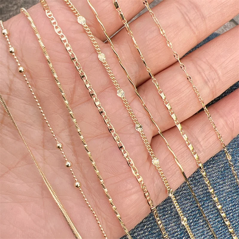 High Quality 24K Gold Plated Necklace Bulk Lot Chain 18inch 20inch Rolo Curb Figaro Jewelry Chain necklace wholesale