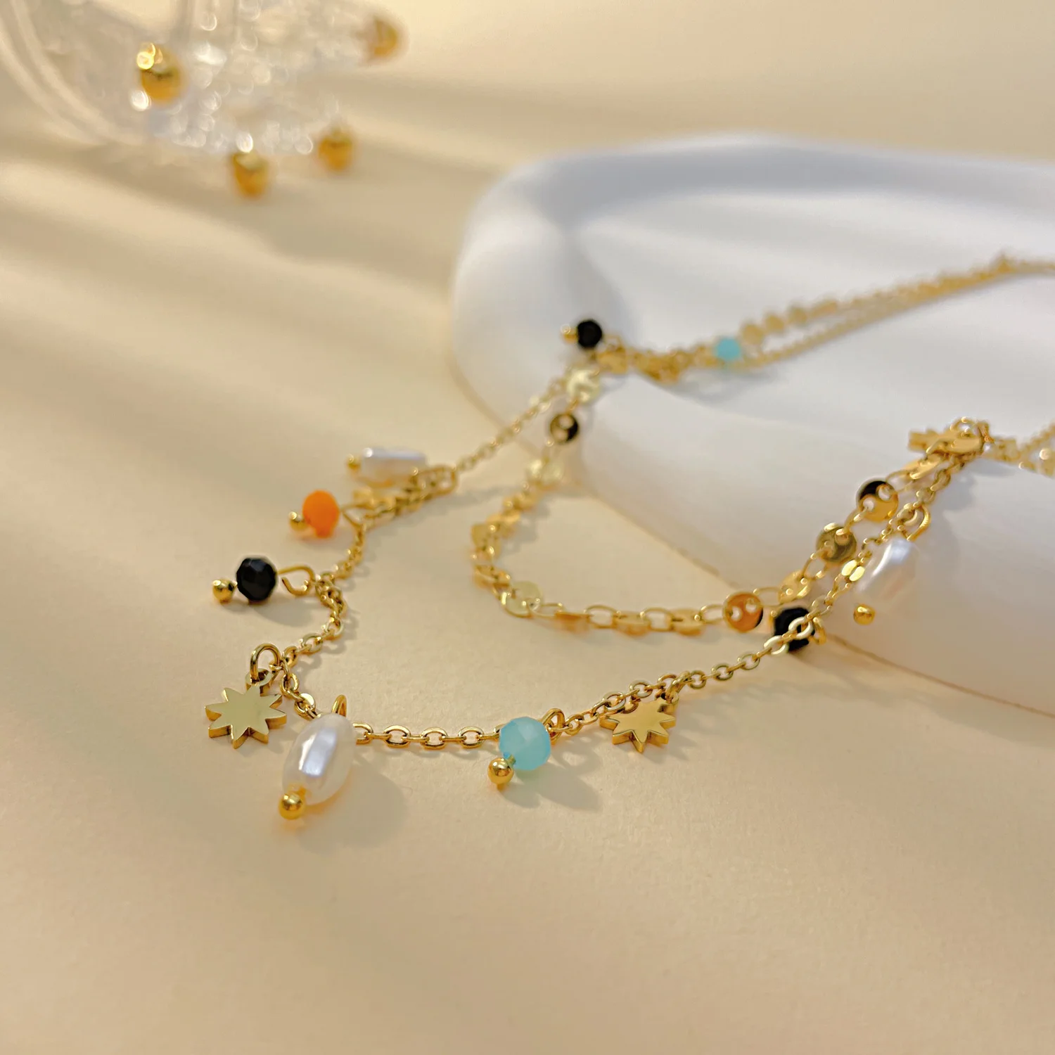 Fashion Handmade Pendant Necklace Simple Pearl Jewelry Accessories Stainless Steel Star Women Gold Necklace