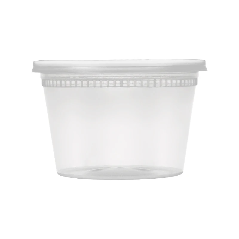 Прозрачный одноразовый пищевой контейнер 16 унций с печатью логотипа под заказ, пластиковая миска для супа с крышкой