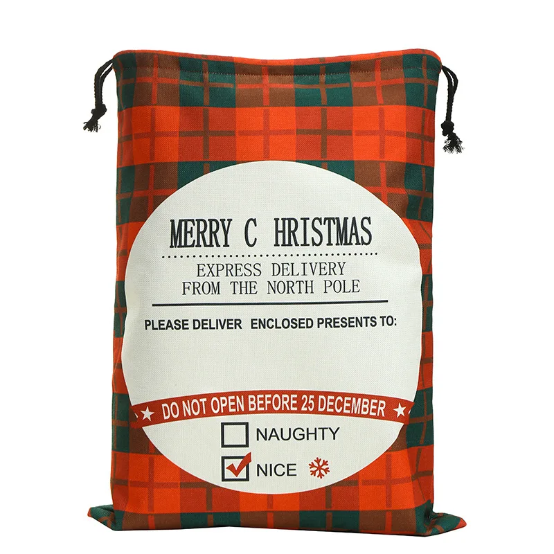 Promotional Wholesale Personalized Christmas Gift Bags Candy Bag Monogram Christmas Santa Sacks