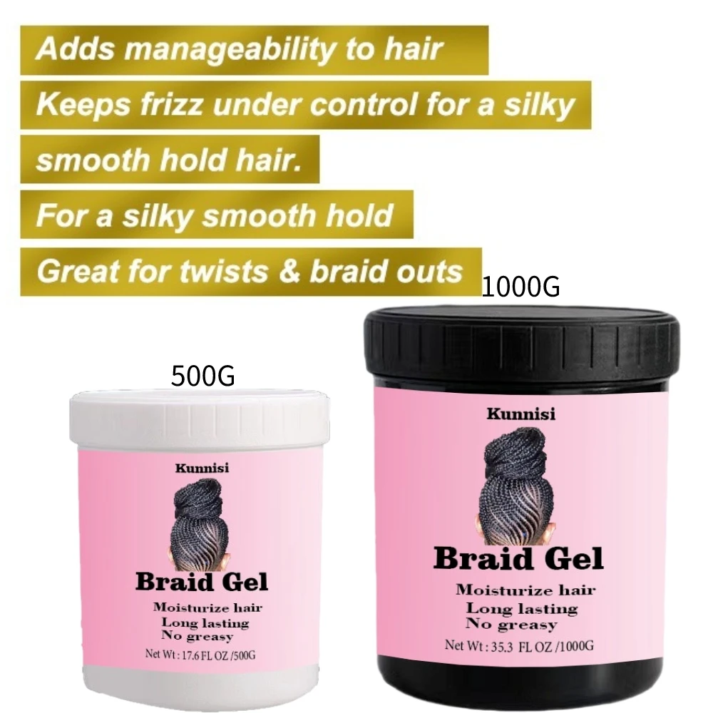 Private Label Hair Care Organic Braiding Hair Gel No Flake Strong Hold Twist Lock Braiding Gel Extra Hold Loc and Twist Gel