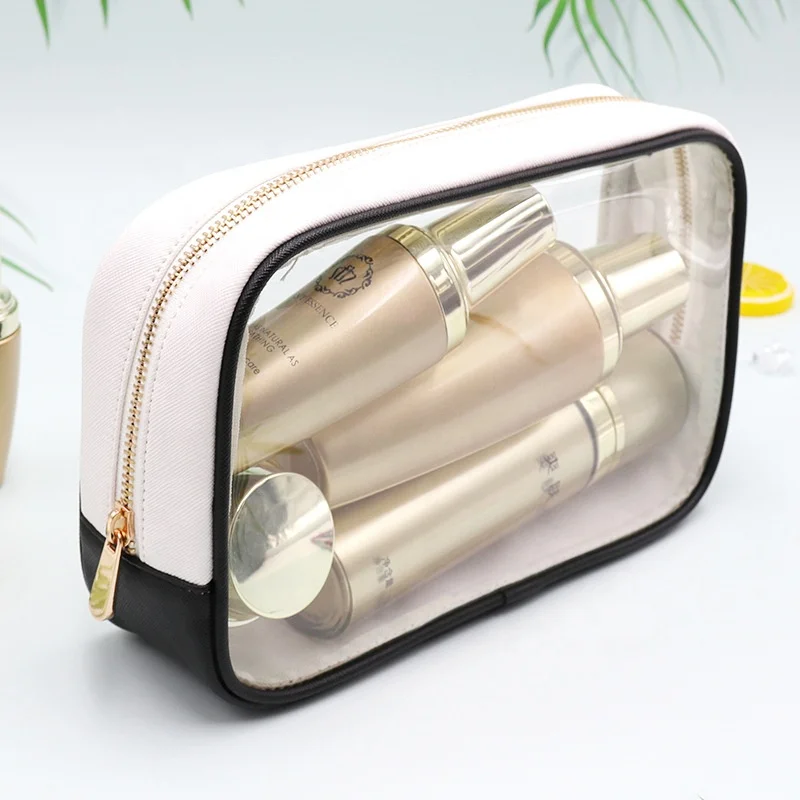 
Waterproof Window Frosted Small Travel Pvc Clear Carry Transparent Pu Leather Toiletry Bag 