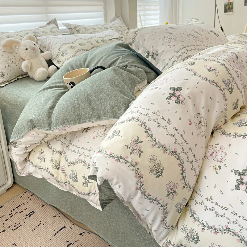 China Factory shopping online home textile bedsheets king size flower duvet cover printed bedding set
