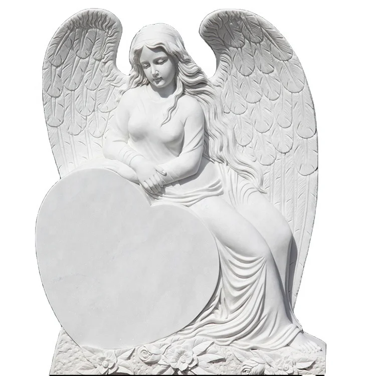 JK Granite tombstone customized design white granite angel headstone
