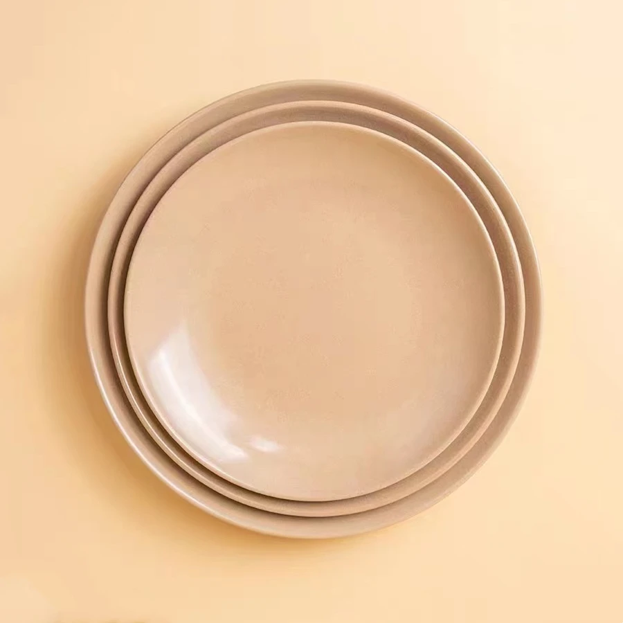 BambooTalk Eco friendly Bamboo fiber kids plate Rice Husk Round Plates Dishes Dinnerware sets Tableware