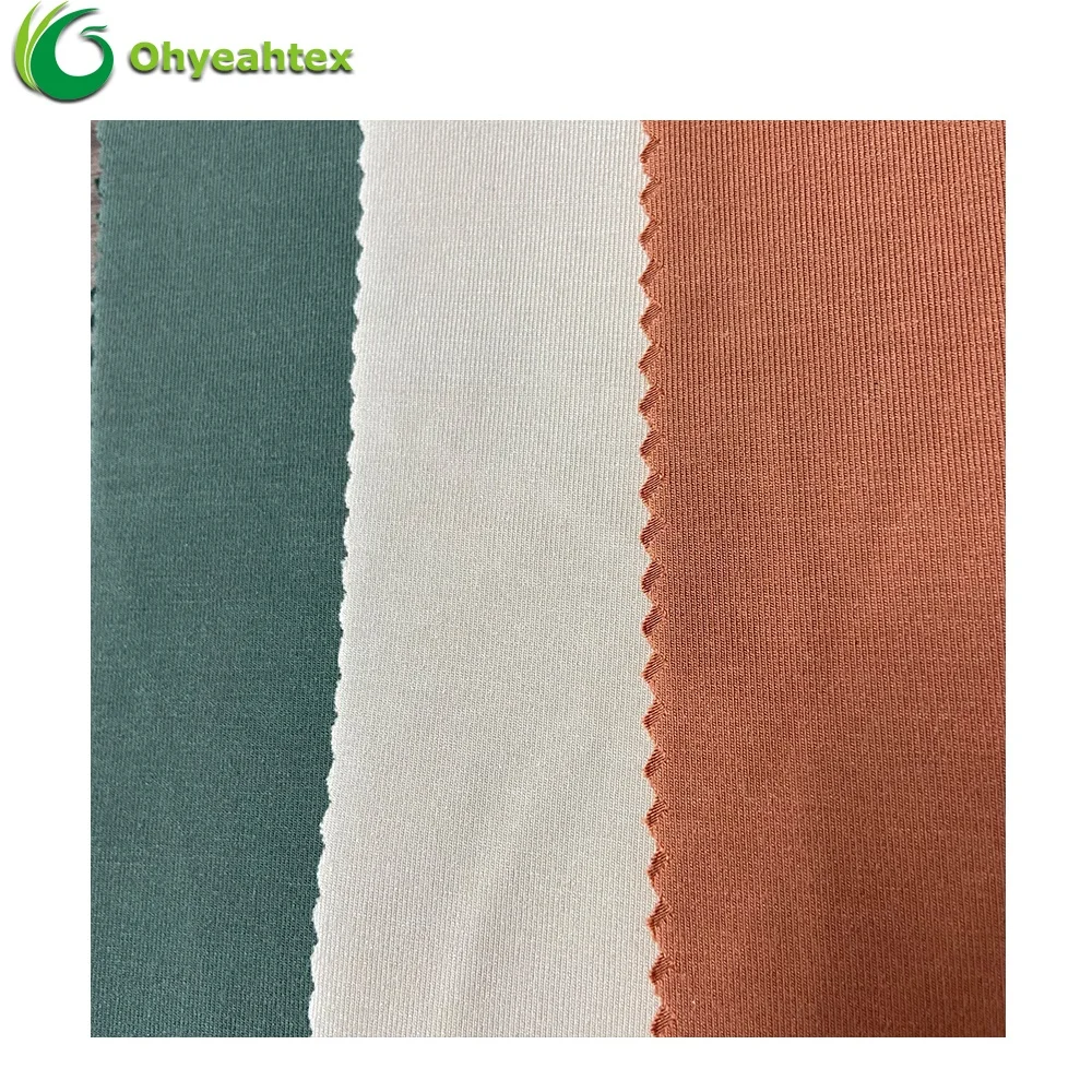 High Stretch Knit 340gsm Bamboo Cotton Organic Fabric For Sportswear