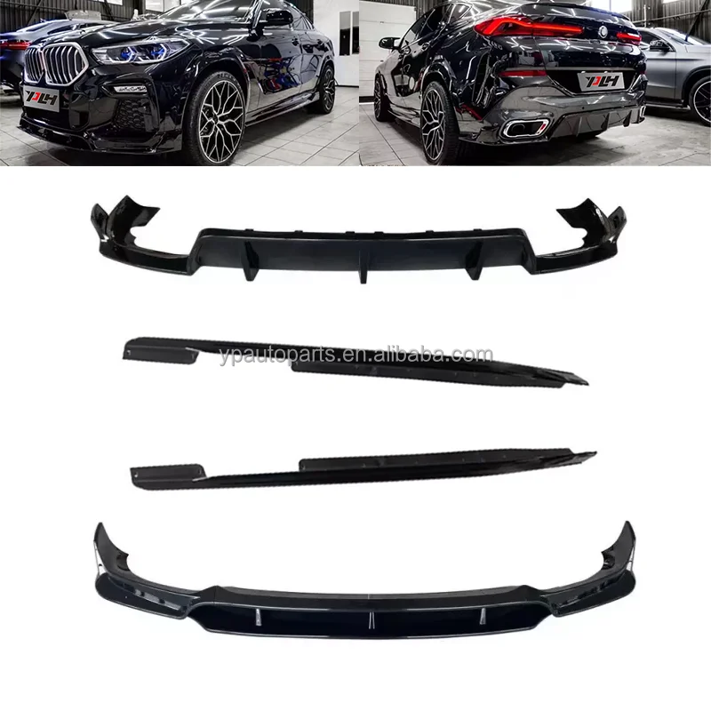 Car Small Body Kit for BMW G06 X6 M Sport 2020-2023 Year Auto Front Bumper Lip Rear Diffuser Side Skirts Set Glossy Black
