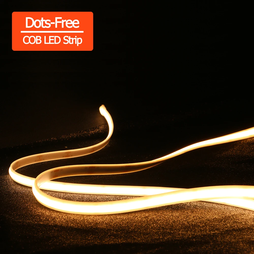 2021 New Technology Unspotted COB LED Strip Light 5 Meter 1000lm/Meter DC 24V Uniform Soft Light COB Strip Light