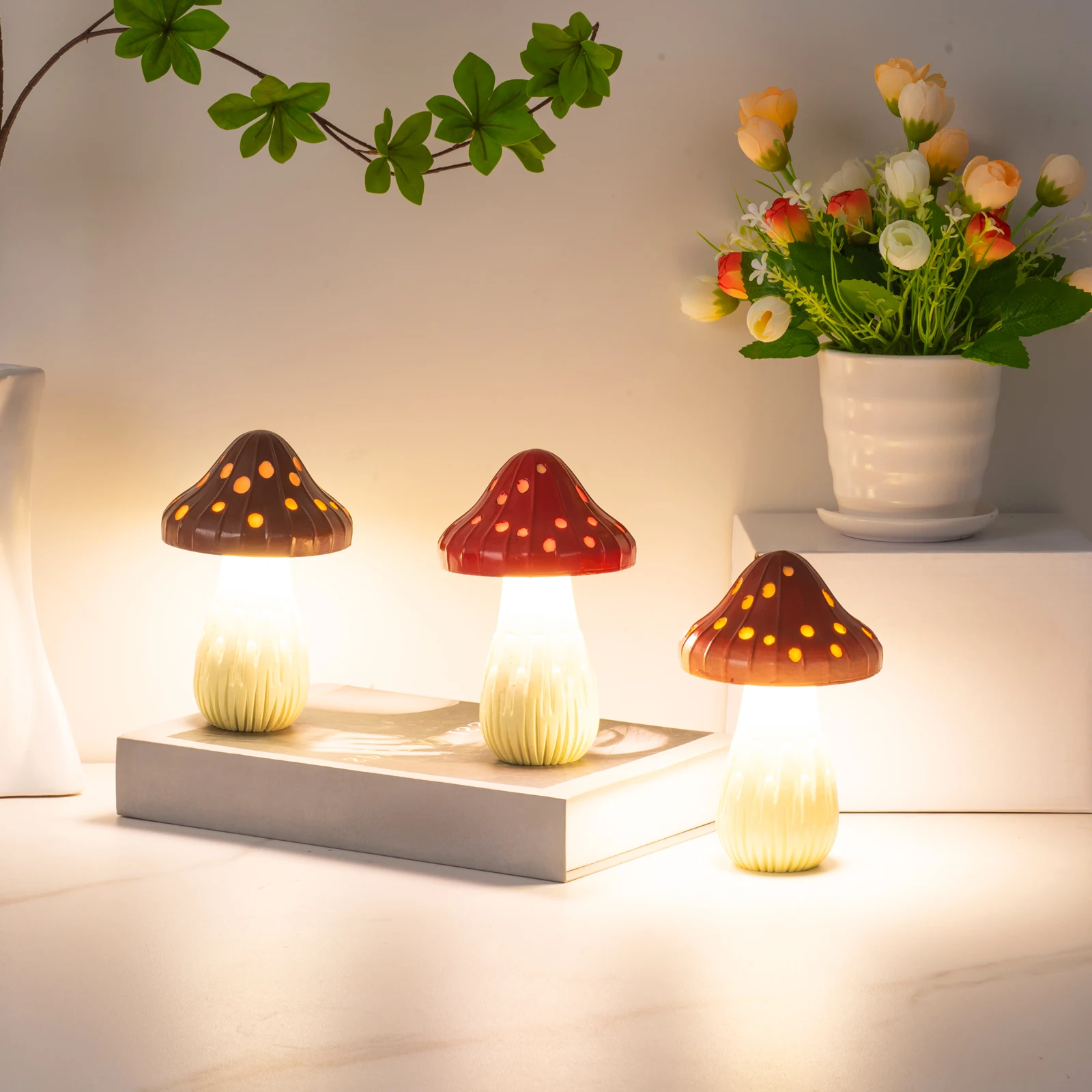 Wholesale Study Decor Desk Lamp Creative USB Switch Three Color Dimming Mushroom Reading Bar Work Bedside LED Modern Table Lamp