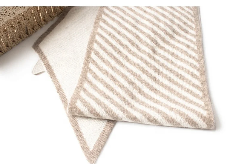 multicolor stripe knit women cashmere scarf custom winter fashion soft ladies cashmere scarves shawl