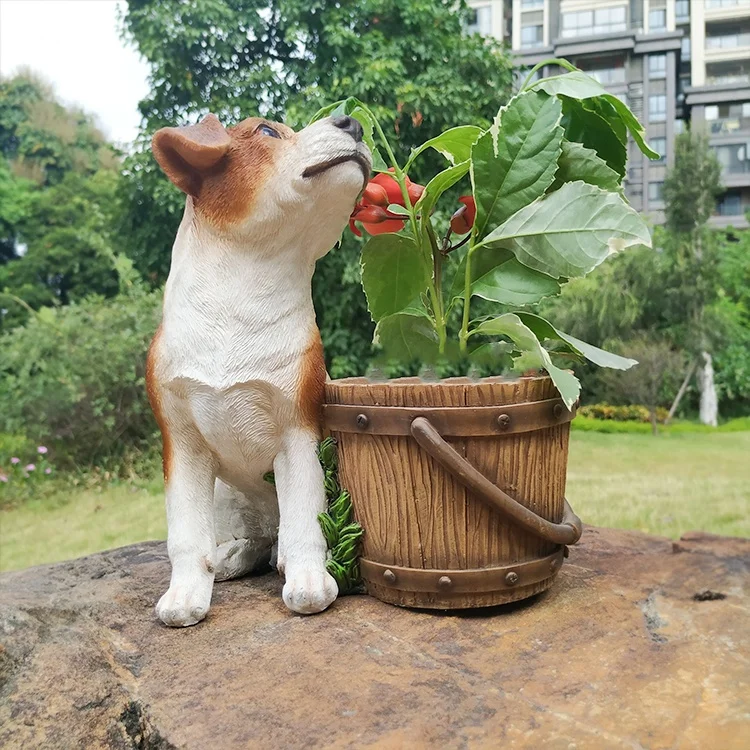 Оптовая продажа, декоративная полирезиновая фигурка животного, горшок для собак, горшок для сада #