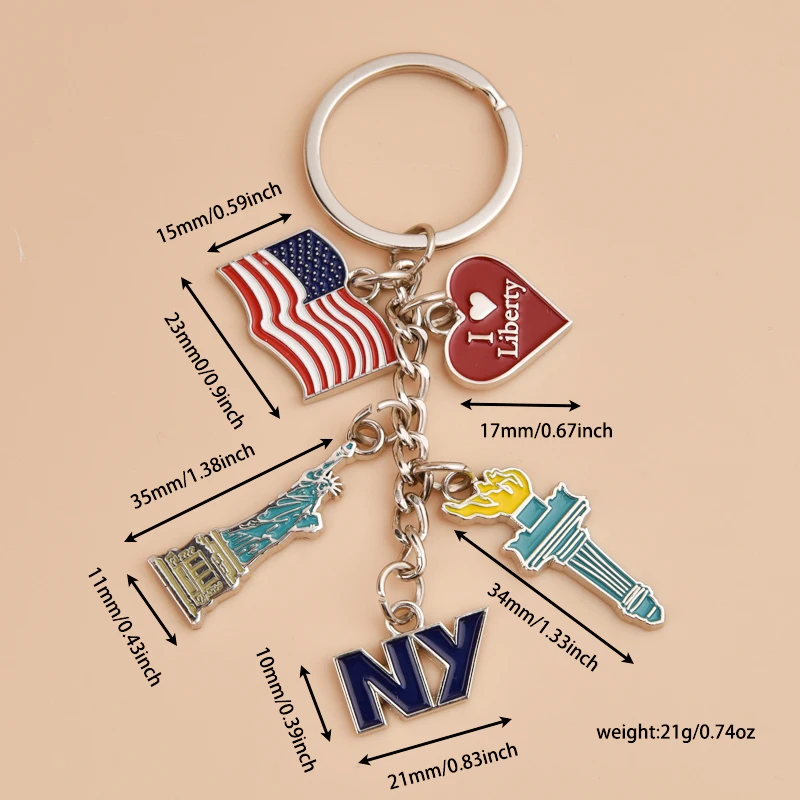 Wholesaler USA Massachus Souvenir Keychain Souvenir Independence Day Keychain Statue Liberty Keychain Pendant