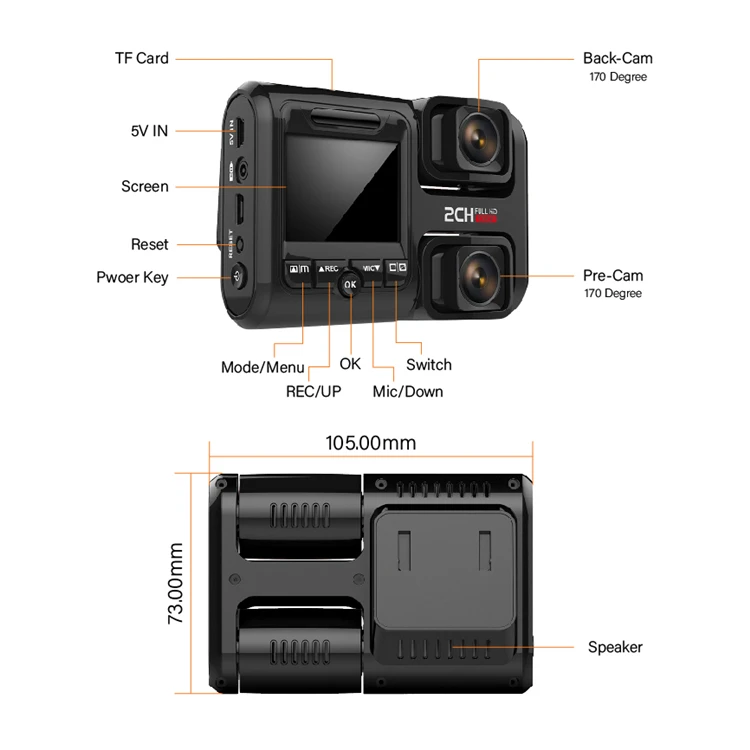 FHD1080P WIFI GPS Logger Dual Lens Car DVR Novatek 96663 Chip Sony IMX323 Sensor Night Vision Dual Camera Dash Cam Recorder