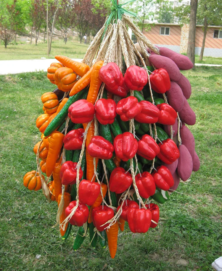 Custom Simulation Fruit And Vegetable String Wholesale Farmhouse Decoration Hanging Garlic Corn C