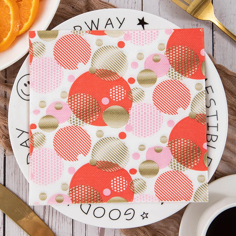 Floral design paper napkins for wedding party banquet decor 100% raw wood pulp cocktail paper towels