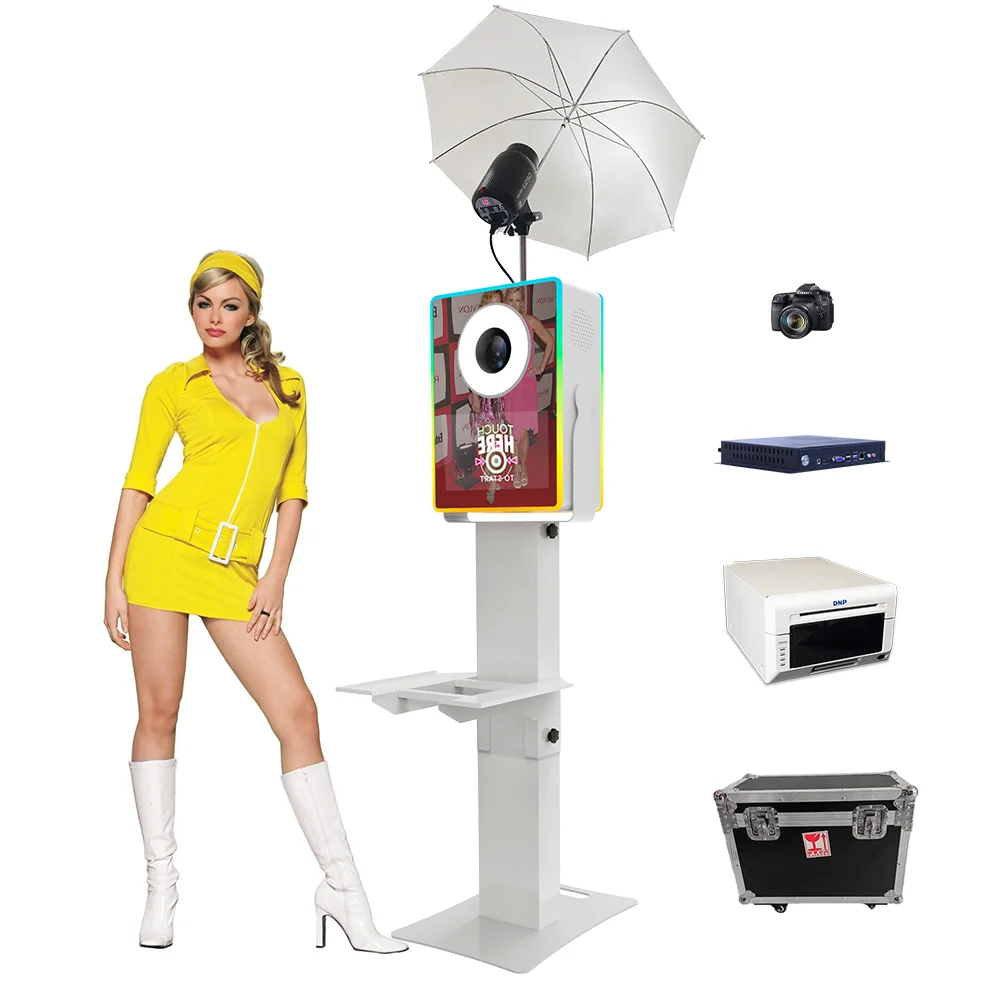 2025 Latest Exclusive13.3 Mirror Photobooth Dslr Photo Booth Machine with Printer Shelf Selfie Photo Booth Machine