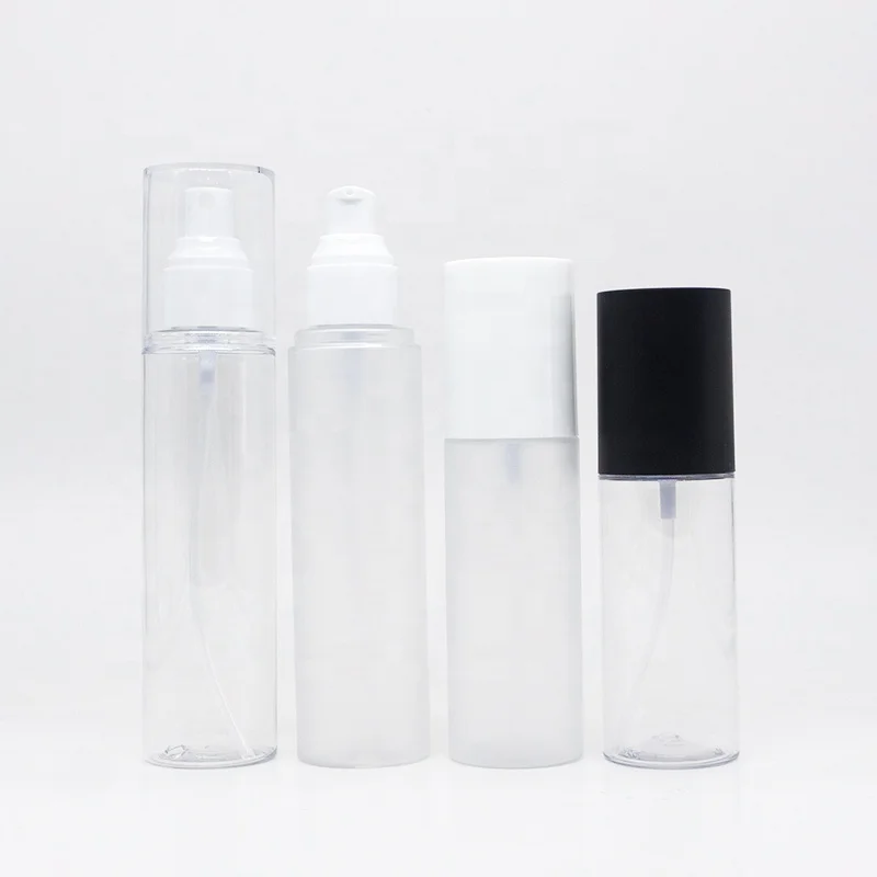 100ml 120ml 150ml 3oz 4oz 5oz cosmetic packaging bottle empty PET spray lotion pump clear frosted plastic bottles with lids