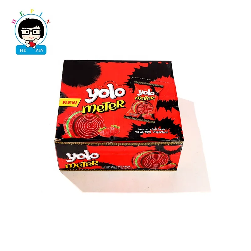 Hot Sell Popular Strawberry Soft Candy Tasty Sugar Coated Rolling Gummy Candy For Kids