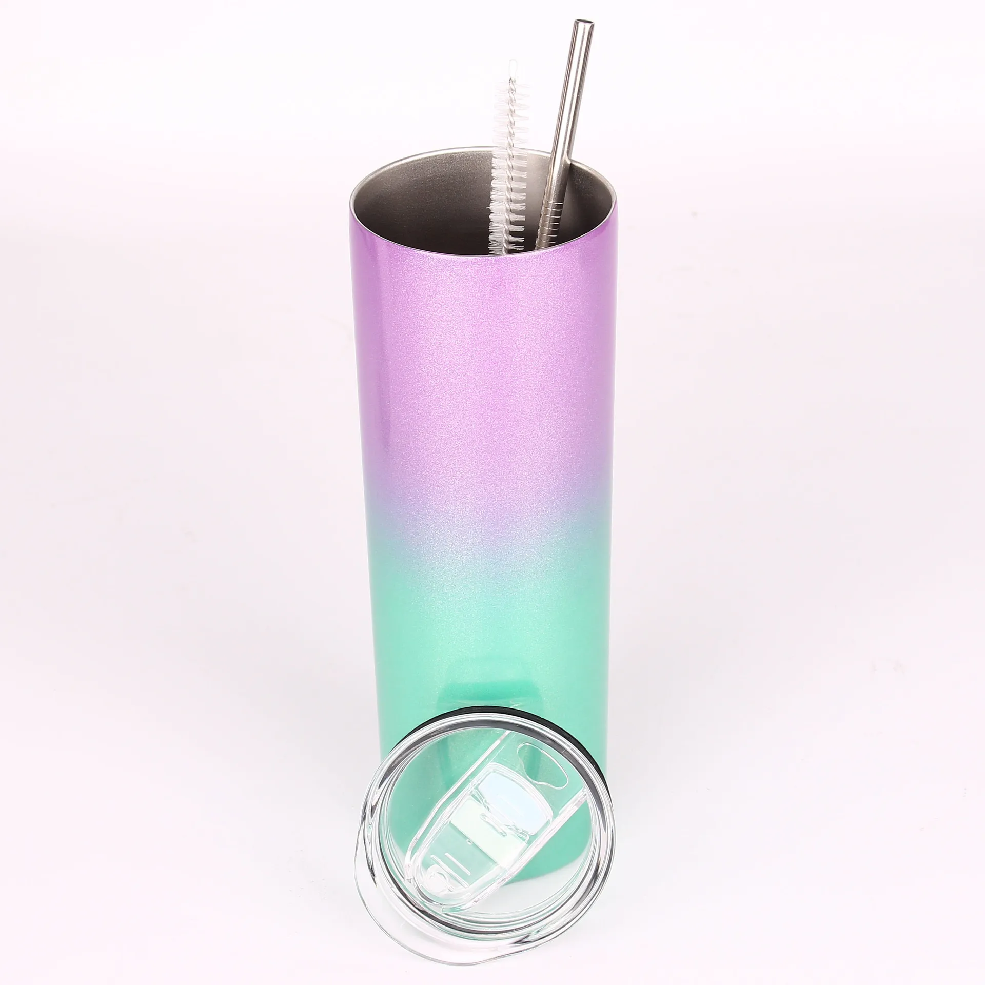Colorful Tumblers Supply 20 OZ Plastic Tumbler With Straw And Brush