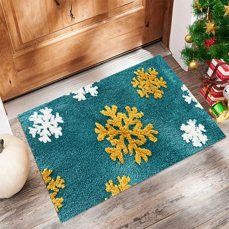 Bathroom Door Mat Water Absorbing Household Entrance Door Mat 3D Three-dimensional Tufted  Christmas Carpet
