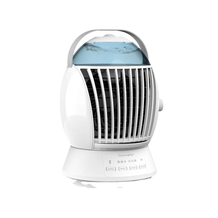 Portable 3 Wind Speeds 3 Cool Mist Mini Cooling Evaporative Air Cooler Fan DC White Room OEM USB Type-c Cannon 18 35 3~5 Hours