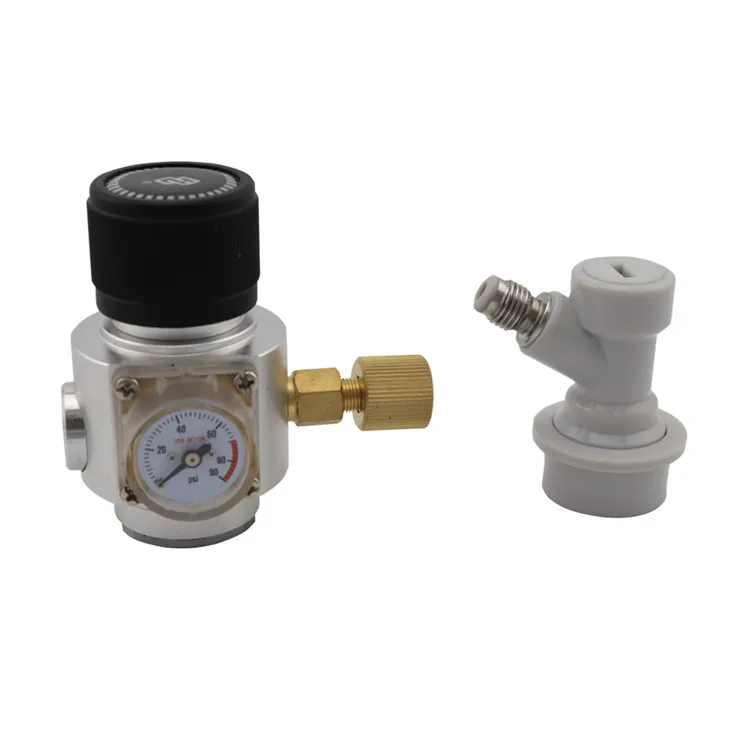 Portable Heavy Duty Mini Co2 Gas Regulator With Corny Keg Gas Ball Lock Disconnect for 16g Cylinder Regulator Homebrew Mini Keg