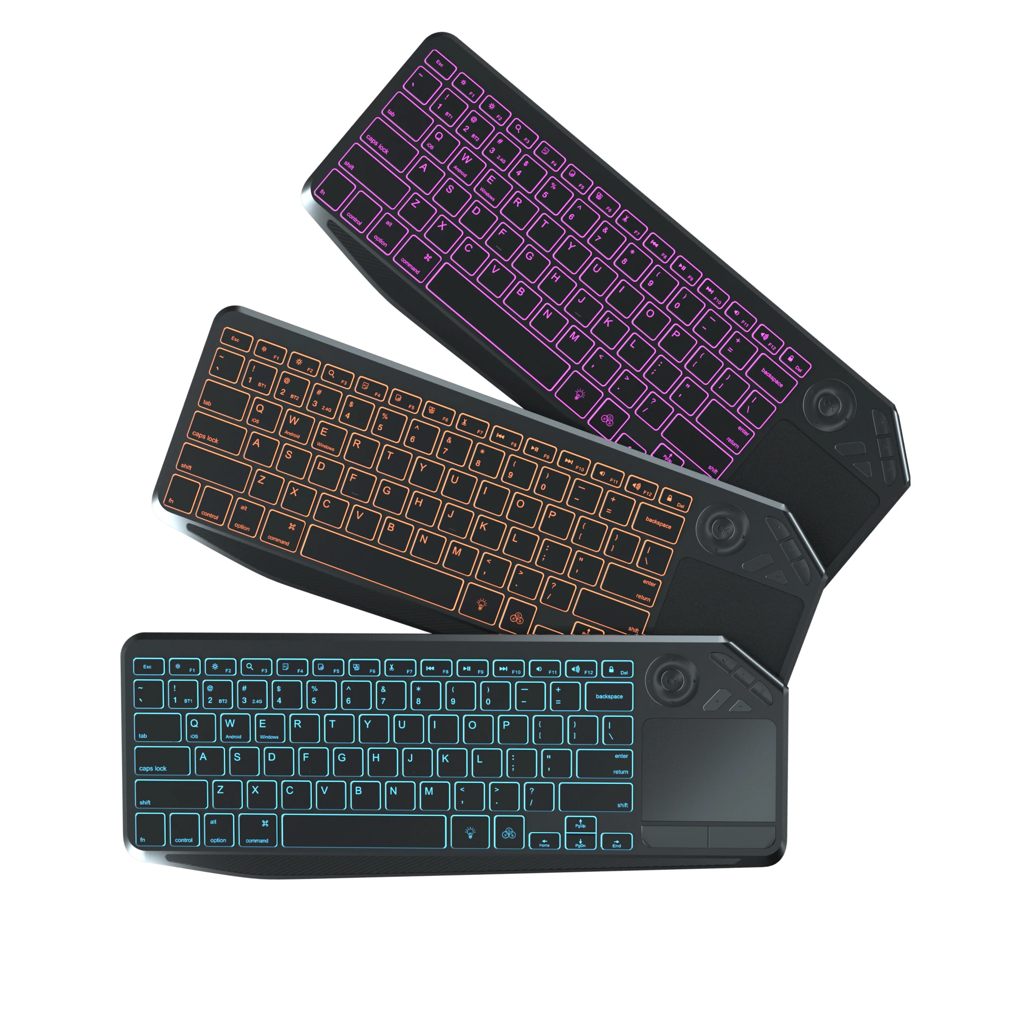 Backlight multi-color adjustable latest design supports Bluetooth 2.4G wireless keyboard