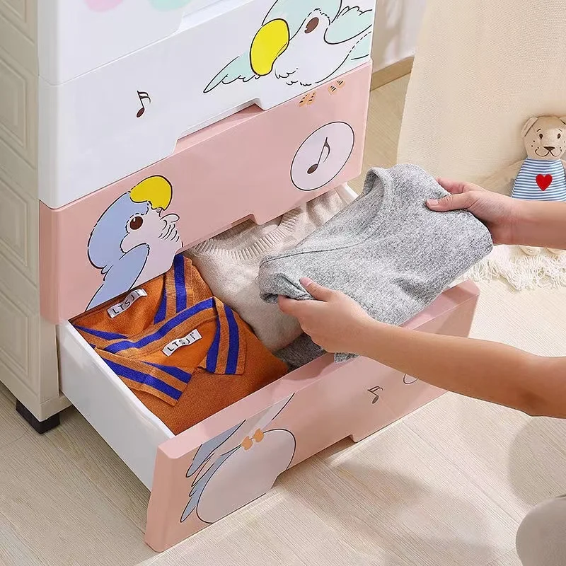 50cm Cartoon Children Multilayers Storage Cabinet Plastic Drawer Clothes Baby Wardrobe For Kids