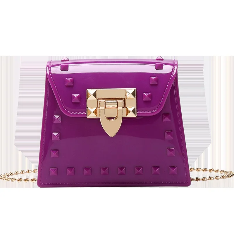 
Kids Fashion Handbag Purses Rivet Hand Waterproof Mini Pvc Jelly Bag 