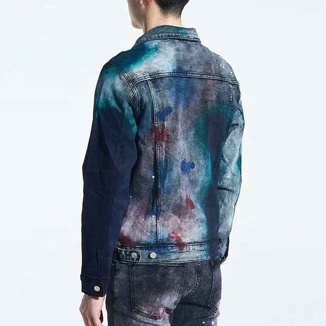 OEM high quality men jeans jacket usa street graffiti paint mens jackets outerwear