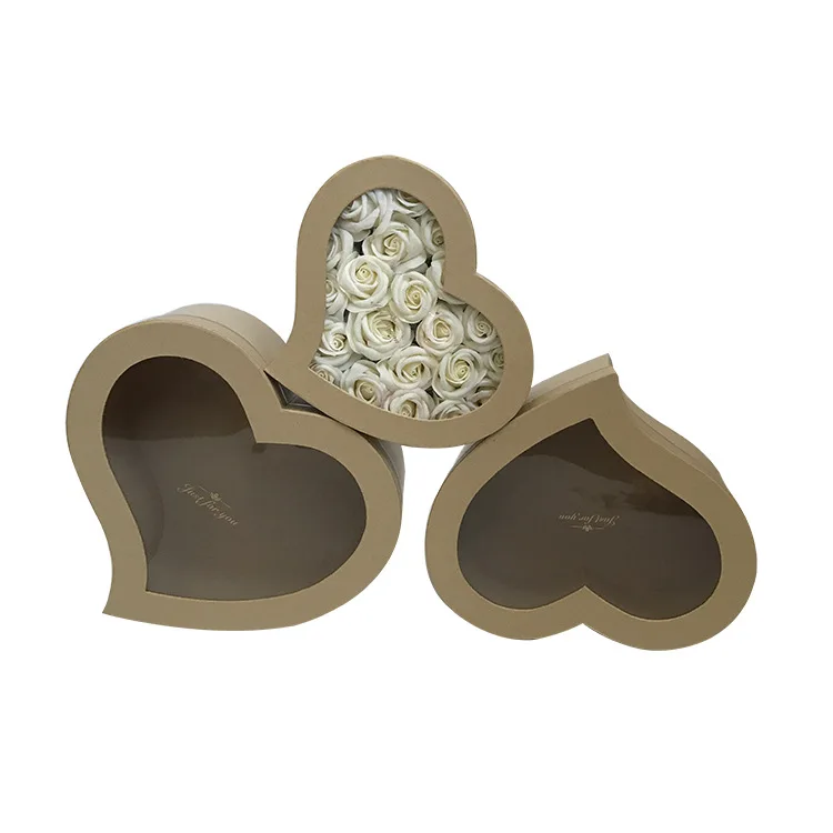 Chinese manufacturer heartshape flower box clear florist packaging supplies with window