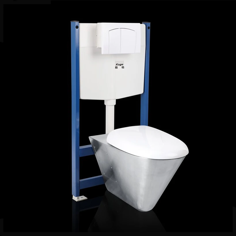 Commercial use Stainless steel toilet bowl supplier Wall mounted european water closet with concealed tank