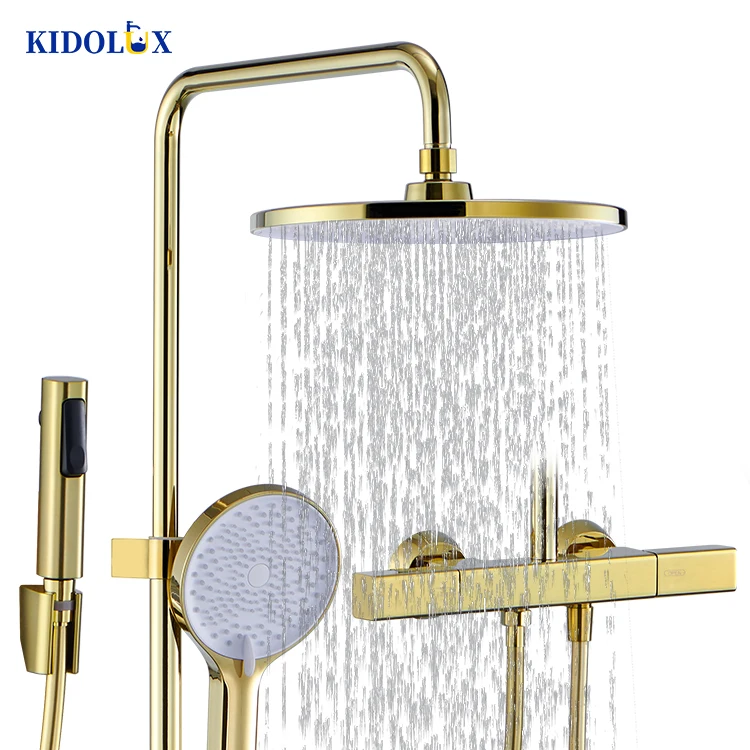 New Product Fashion High Quality Hot And Cold Wall Mounted Bathroom 4 Functions Rainfall Bath Shower Set With Handle Spray