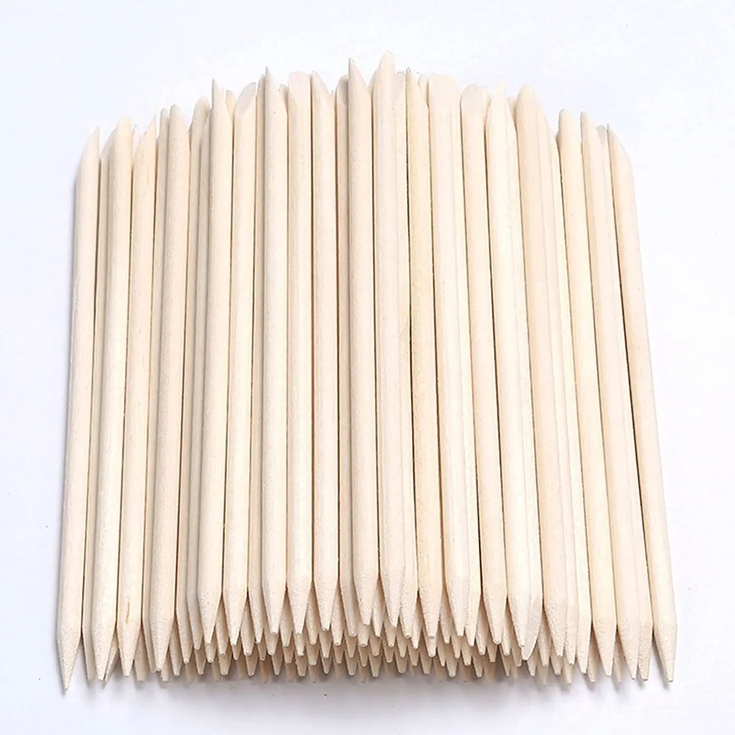 Z Double Sided Cuticle Pusher Remover Nail Art Stick Manicure Pedicure Tool 100Pcs Orange Wood Nail Sticks On Nails