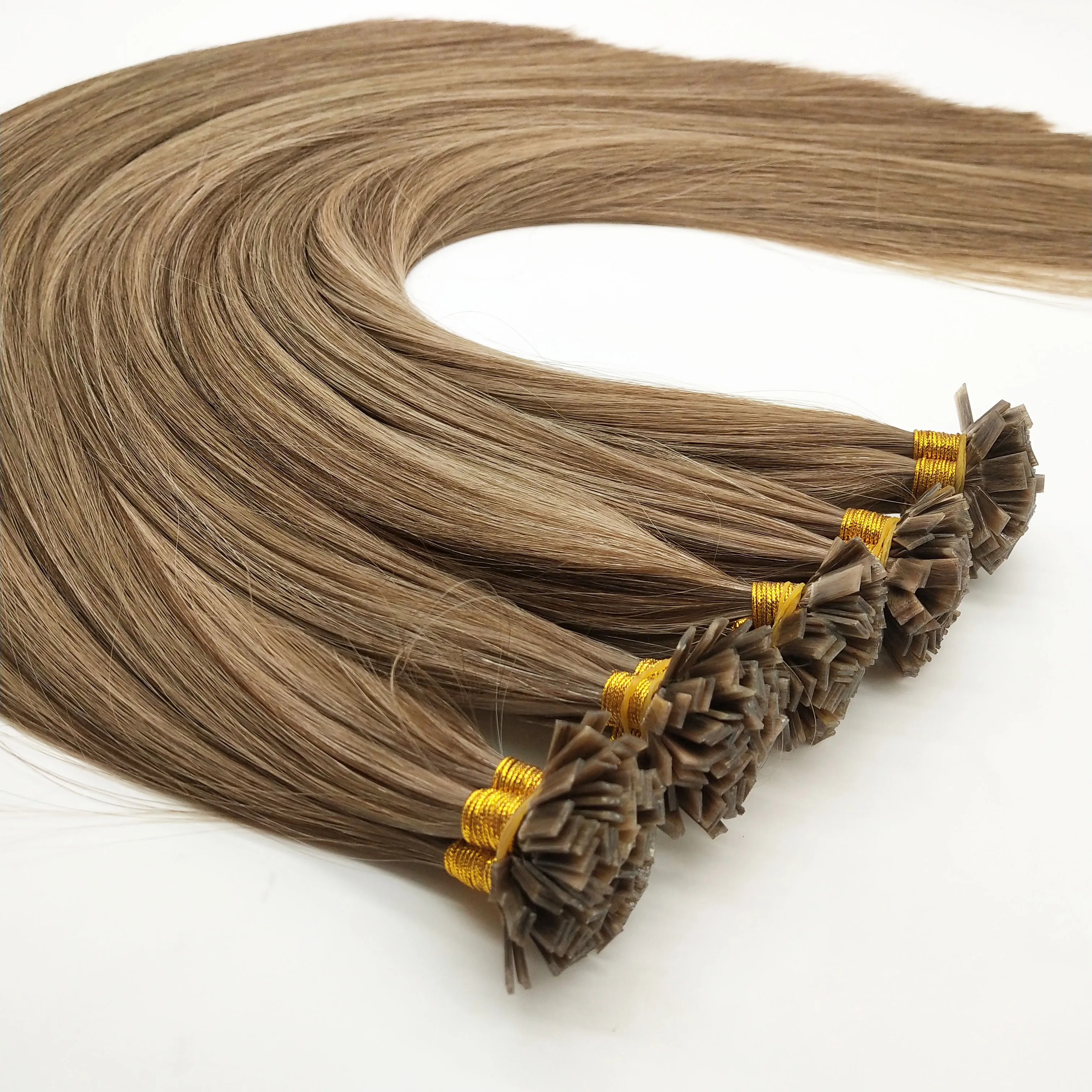 Italian Keratin Glue Hair Russian Double Drawn Human Hair Extensions Keratin Bonds K tip Flat tip Extensions