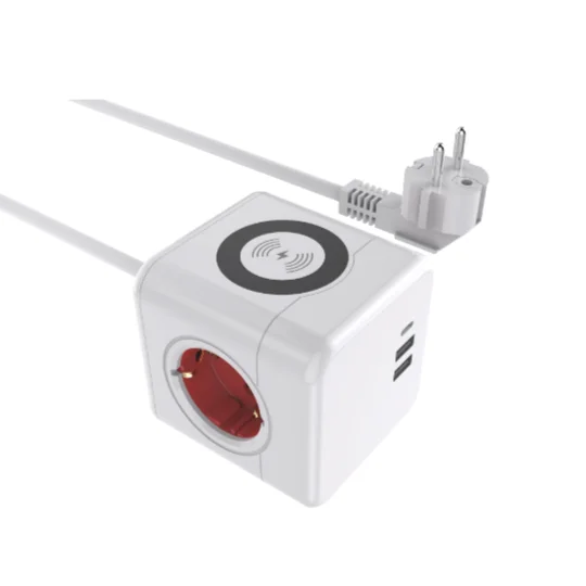 cube socket Europe power 15W Wireless Charging with 2 USB Ports 1 Type-c