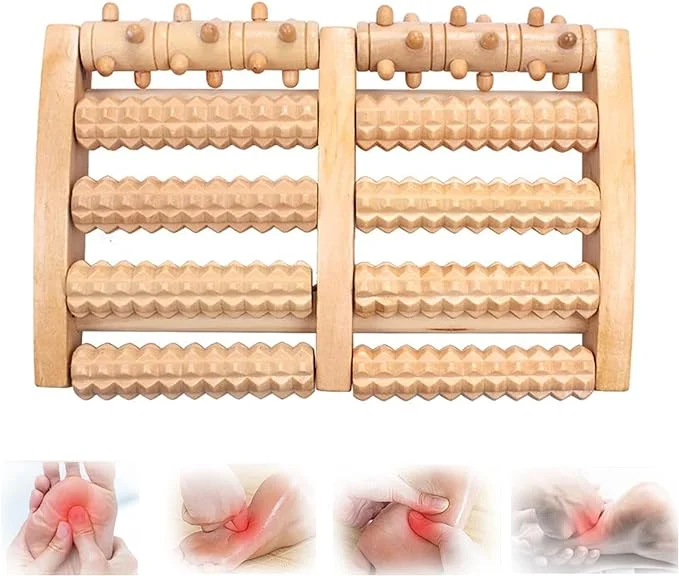Hot Wooden Foot Massager Roller Dual Foot Massage Roller For Relief Tired Feet Foot Massage Tools