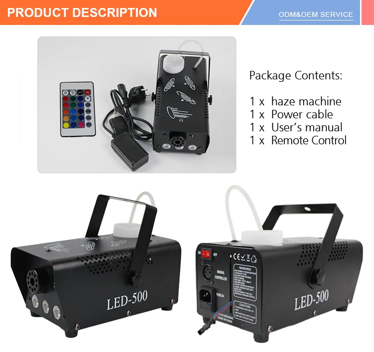 Portable  Remote Control Or Wire Control Led Stage Wedding 500W Smoke Machine
